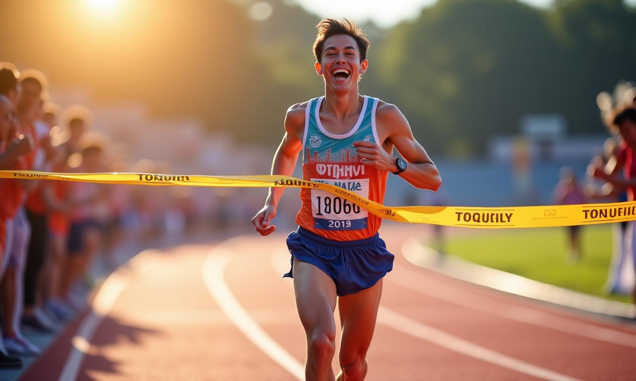 マラソン選手の田中健司がゴールする瞬間
